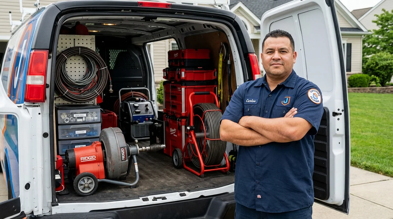 Professional drain cleaning equipment and Johns Plumbing LLC plumber in Streamwood
